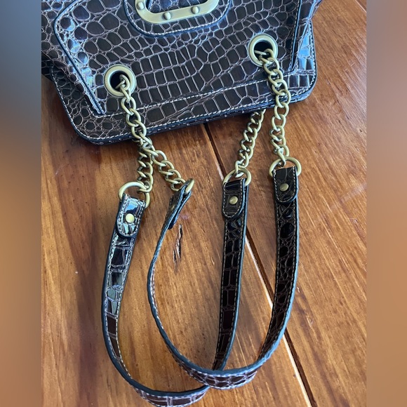 EUC Apt 9 Faux Croc Bag with Brass Accent chain Handles - Picture 5 of 17